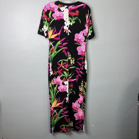G.I.L.I. Got It Love It Short Sleeve Black Floral Bodycon Maxi Dress Size XSP - Picture 15 of 15
